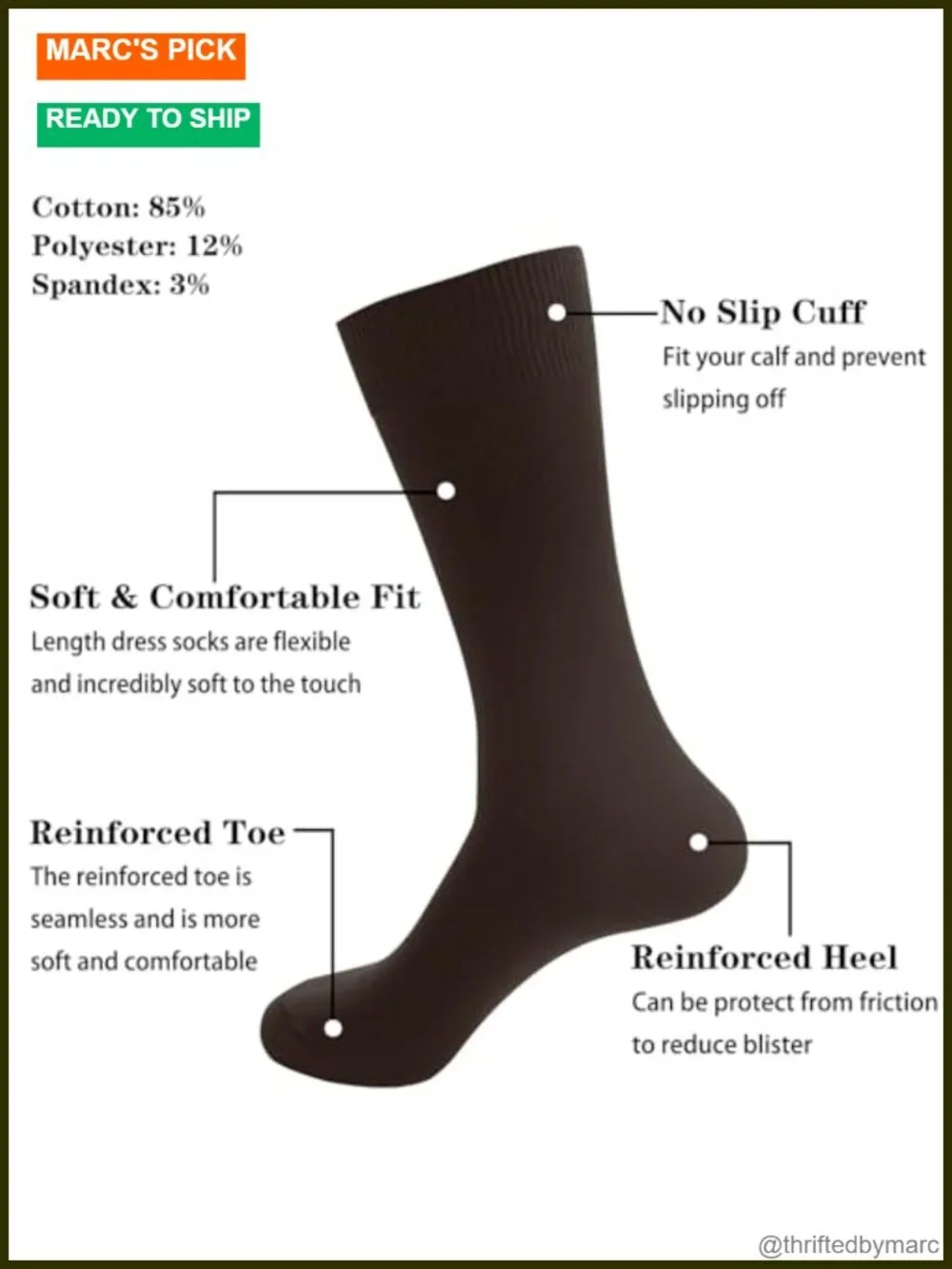 Dress Socks 5 Pairs Cotton Calf Formal Business Breathable